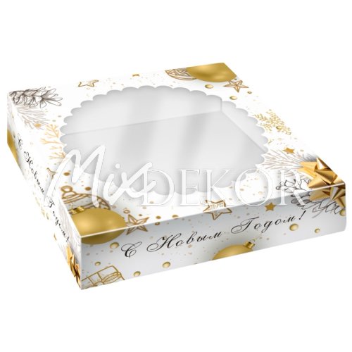 Коробка для печенья/конфет с окном "Золотой Новый Год" 5 шт